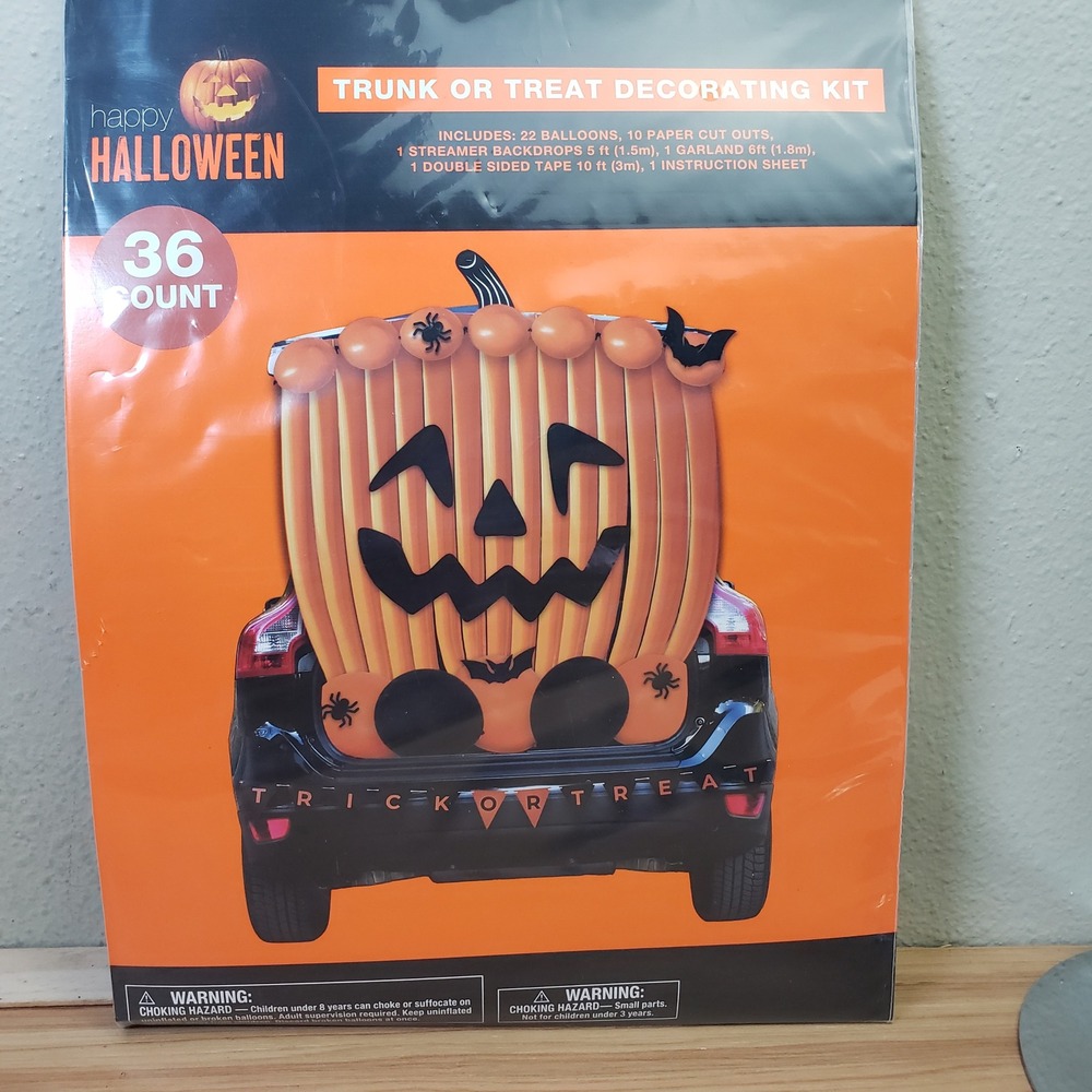 Trick Or Treat Trunk Decorating Kit Orange Pumpkin Balloons Cutouts Party Event